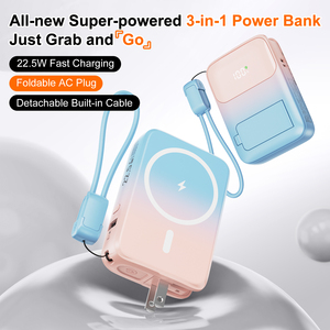 2-in-1 Portable 10000mAh Travel <b>Adapter</b> AC USA/UK/ItalySocket Mobile Device Power Station with Holder LED Display <b>USB</b> PVC - Product Image 2