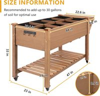 BH Elevated Wood Planter Raised Garden Bed dengan Roda yang Dapat Dikunci, Rak Penyimpanan, dan Pelapis Pelindung