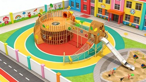 Ensemble d'aventure Château Circulaire et Toboggan en Plastique - Équipement <span class=keywords><strong>de</strong></span> Jeu Extérieur en Bois et PE Haute Capacité pour Parc et <span class=keywords><strong>Jardin</strong></span> - Product Image 3