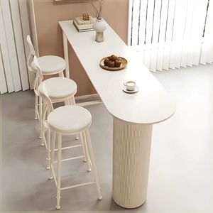 Mesa de <span class=keywords><strong>Bar</strong></span> Moderna de Altura Media |   Mesa de Bistro de Lujo con Superficie de Roca para Sala de Estar y Balcón - Product Image 1