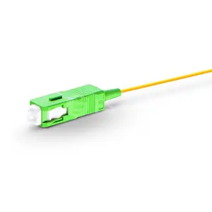 Kabel pigtail SC/APC 1 core, kabel kuncir serat PVC/lsz 0.9mm 1.5m mode tunggal 9/125