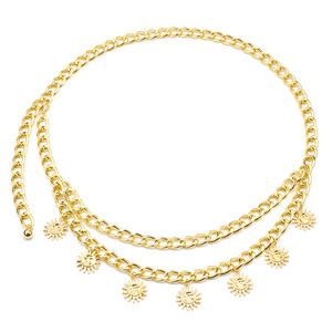 โซ่คาดเอวโลหะผสมสังกะสี จี้รูปพระอาทิตย์ หลายชั้น สไตล์ฮิปฮอป สำหรับผู้หญิง ใส่ไปงานปาร์ตี้ - Product Image 5