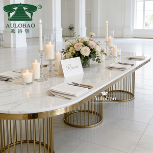 Table à manger moderne convertible luxueuse en laiton doré pour 8 personnes, pour mariage, maison, hôtel - Product Image 5