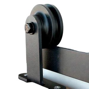 Kit de Herrajes para Puerta Corredera de Granero de Acero al Carbono con Riel Único y Rodillo en T Personalizado, Fácil de Instalar, con Instalación por Tornillos y Ajuste de Desvío de Latón - Product Image 3