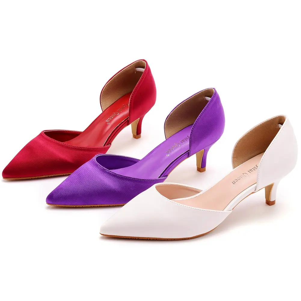 Sapatos de noiva ajustáveis de 5 cm de altura, pu, branco, roxo, festa de casamento, diário