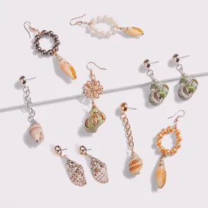 Bohemian Style Women's Jewelry Earrings Natural Shell Conch Anti-Allergic Earrings Retro Vintage Fashion Earrings for Girls