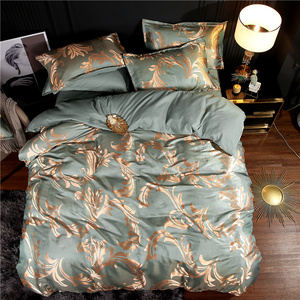 Luxe brillant satin soyeux jacquard motif de fleurs style classique européen drap de lit literie housse de <span class=keywords><strong>couette</strong></span> ensemble - Product Image 3