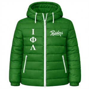 Chaqueta Acolchada con Capucha Iota Phi Lambda Sorority, Chaqueta de Alta Calidad, Chaqueta Varsity Acolchada para Mujer - Product Image 1