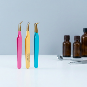 Juego de Pinzas Profesionales para Extensión de Pestañas con Logotipo Personalizado, Puntas Suaves de Acero Inoxidable, Agarre Perfecto para Pestañas Postizas - Product Image 3