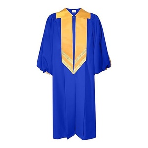 Robe de Chorale Unisexe Personnalisée Broderie Respirante Manches Plissées Robe de Gloire en Polyester Uniforme d'Église avec Étole en Satin Doré - Product Image 3