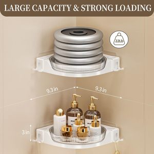Plato giratorio de 360 grados, <span class=keywords><strong>Lazy</strong></span> <span class=keywords><strong>Susan</strong></span> estante de ducha de esquina, organizador de Caddy, almacenamiento de baño, sin perforación, cocina montada en la pared - Product Image 2