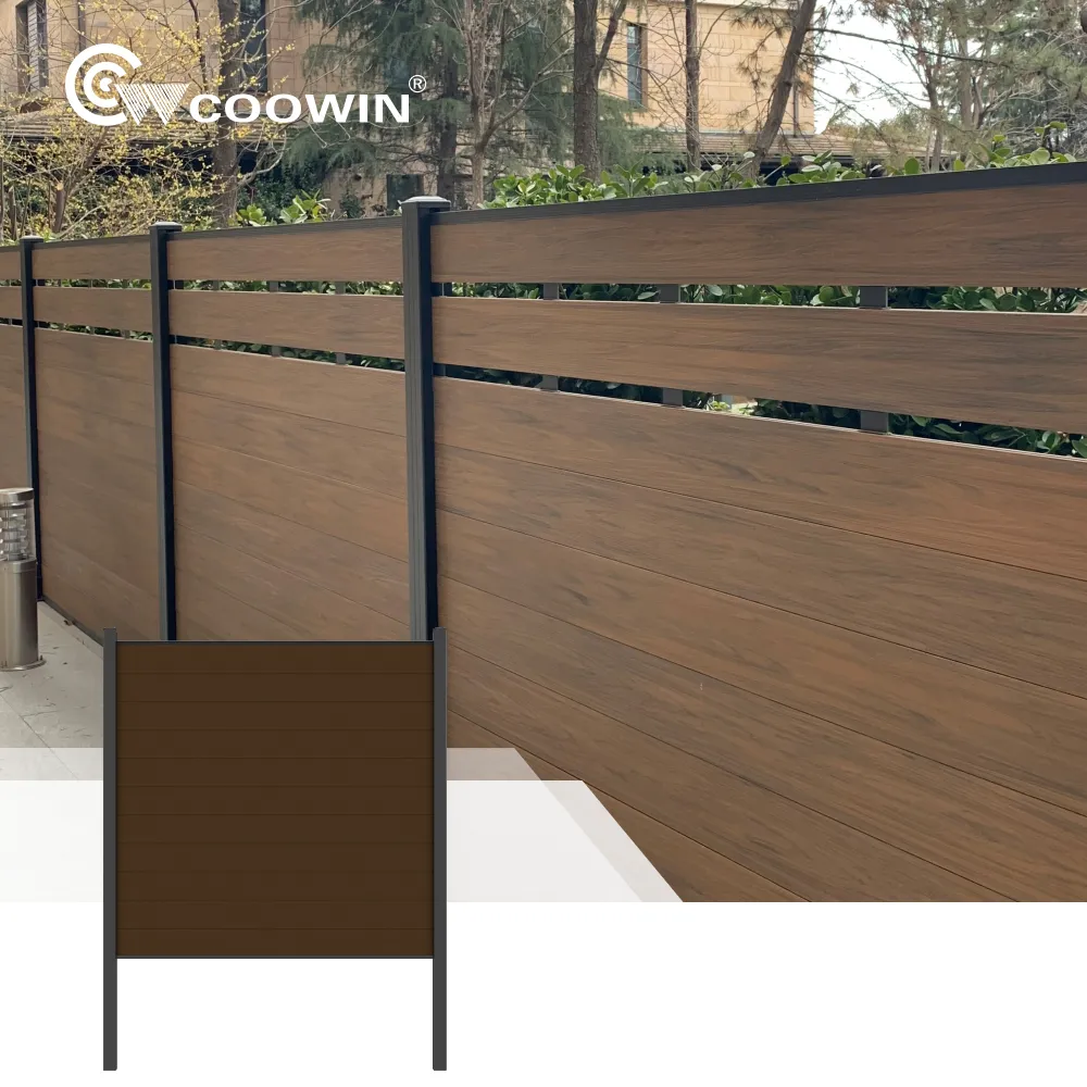 新しいデザイン高さ6フィート安全耐久性複合木材プラスチック防水フェンス庭用