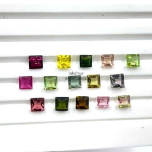 Piedras preciosas facetadas de corte cuadrado de turmalina Natural de 6mm cuentas calibradas sueltas para hacer pendientes piedra de turmalina múltiple al por mayor - Product Image 1