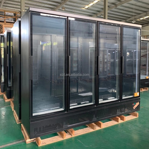 Enfriador Vertical Negro con Cuatro Puertas, Refrigerador Exhibidor de Bebidas sin Escarcha para Supermercado - Product Image 1