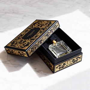صندوق تغليف عطور مخصص بتصميم بارز، مع طباعة فضية بالبرونز، وبطانة داخلية من إسفنج EVA، وتصميم هيفن إيرث، للهدايا الفاخرة - Product Image 3