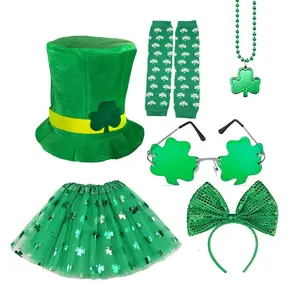 St. Patrick दिवस वैलेन्टिन 2023 वयस्क बच्चों बैले टूटू स्कर्ट चमक सेक्विन Pettiskirt आयरिश नृत्य पोशाक मोजे neckless