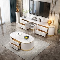Meuble d'intérieur en pierre et acier inoxydable, Table basse moderne et luxueuse, idéale pour le salon