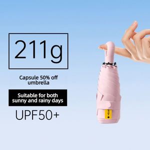 Parapluie de poche mini portable personnalisé à 5 plis et 6 baleines avec poignée anneau, protection UV, pour femme, soleil et pluie, cadeau, prêt à être expédié directement de l'usine - Product Image 2
