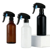 Bouteille en plastique PET ambrée de 260 ml (8 oz) avec pulvérisateur à gâchette, bouchon à vis, impression sérigraphique, estampage doré, pour shampoing, lotion, usage multiple