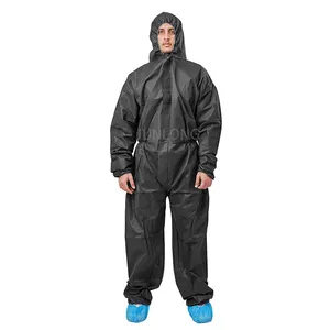 Junlong Factory Disposable Black Coverall Suits Black Coverall Near Me