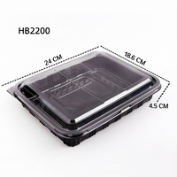 Boîte en plastique rectangulaire noire pour pâtisserie, emballage pour gâteau roulé, pain, pizza