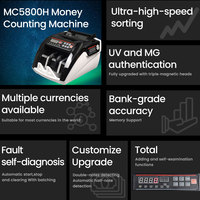 Compteur de billets automatique multi-devises, machine à compter l'argent, détecteur de billets