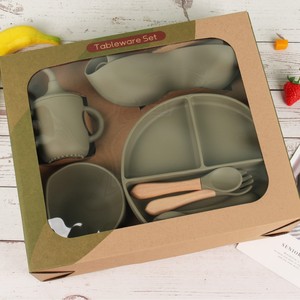 Vaisselle de luxe personnalisée en silicone incassable pour bébé : assiette, bol, gobelet, récipient à collation, cuillère courte et fourchette – Vente en gros - Product Image 6