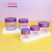 0.5oz 1oz 2oz 4oz 8oz 80g 100g 200g emballage plastique doux cosmétique couvercle violet pot en plastique mat soins de la peau pots de crème pour le visage