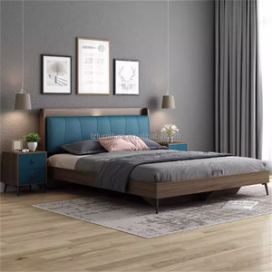 Studio Apartment Building Furniture Complete Bedroom <b>Sets</b> Wood Bed Frame with Upholstered Heaboard Sliding Wardrobe Vanity <b>Desk</b> - Product Image 1