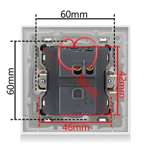 Interruptor de Pared Tipo 82 de 82x82mm, 2 Botones, Control Táctil, Interruptor LED Empotrado, Panel Negro, Blanco o Gris - Product Image 2