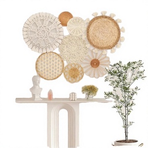 Leshf HC070 13 Piece Woven Bohemian Wall <b>Basket</b> Decoration Handmade Wicker <b>Bamboo</b> Seagrass Bedroom Living Room - Product Image 4