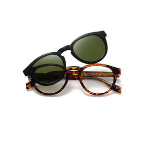 Lunettes <span class=keywords><strong>de</strong></span> soleil et lunettes <span class=keywords><strong>de</strong></span> vue 2-en-1 TR90 à clipser pour unisexe, protection UV <span class=keywords><strong>avec</strong></span> montures rondes élégantes, branches CP, style rétro tendance - Product Image 5