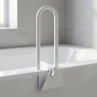 Barre de sécurité pour baignoire en acier soudé avec pince réglable en hauteur de 19,5 pouces, aide au bain pour usage domestique