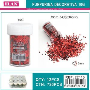 ILAN Decorative <b>Glitter</b> 10G <b>Red</b> 3mm Craft Supply - Product Image 1