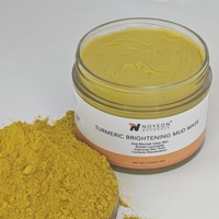 Produit naturel en gros, marque privée, masque de boue éclaircissant au curcuma, traitement de l'hyperpigmentation, masque d'argile éclatant pour peaux riches en mélanine
