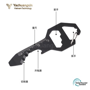 Llavero multifunción con abridor de botellas y regla para acampar al aire libre, herramienta multihusillo de bolsillo EDC de aleación de aluminio, 1 unidad - Product Image 3