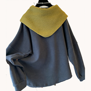 Plus Size Soft <b>Knit</b> <b>Shawl</b> Crew Neck Pullover Fleece-Lined Sweatshirt Loose Casual Women's Sweatshirt Cotton Hoodies Wholesale - Product Image 4