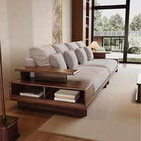 Maxky Modèle 2511 Canapé multifonction en bois massif de noyer noir d'Amérique du Nord pour petit appartement Design zen de luxe Coton écologique