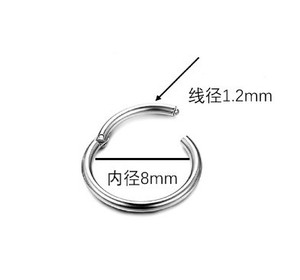 Anneau de nez en acier inoxydable 316, type clicker |   Bijoux de corps : Boucles d'oreilles créoles pour hélix, cartilage, tragus, lèvre, septum |   Hypoallergénique - Product Image 4