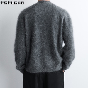 Oem Odm Brushed Cashmere V Neck <b>Cardigan</b> <b>Men</b> Charcoal <b>Grey</b> Relaxed Fit Streetwear <b>Men'S</b> Sweaters Manufacturers Bulk - Product Image 4