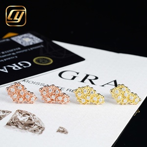 Boucles d'oreilles en argent S925 en gros, motif fleur découpée, avec moissanite et diamant VVS, plaqué or et or rose, bijoux fins - Product Image 5