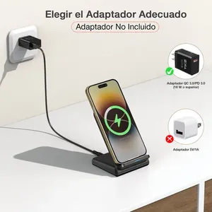 Stazione di Ricarica Wireless 15W con Supporto Flessibile per Telefono, Funzione Magnetica 3-in-1 PD, Include Cavo con Protezione da Sovraccarico - Product Image 3