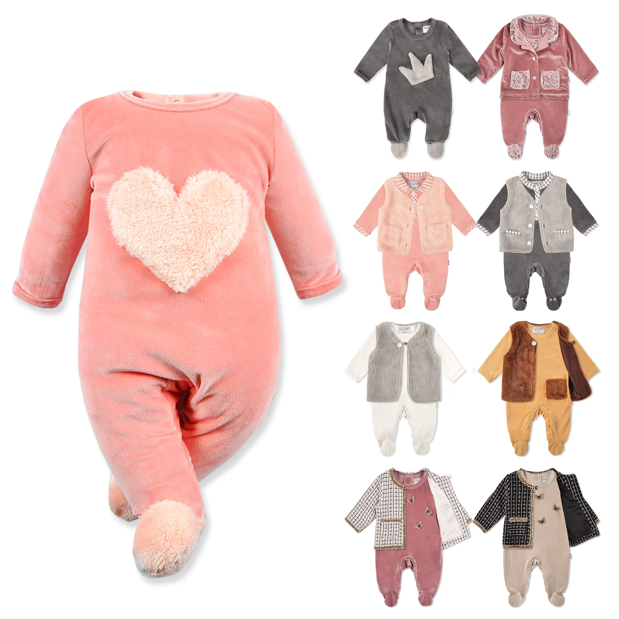 Baby Winter Rompers Padded Newborn Coral Velvet Jumpsuit Baby Cotton Autumn Boy Girl Clothes Full Casual Polyester Longsleeve