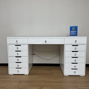 Tocador de cristal de madera moderno de lujo al por mayor de fábrica, mesa de maquillaje para niñas con espejo ligero y cajones, tocador de maquillaje - Product Image 5