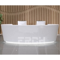 Boutique comptoir de réception en bois blanc brillant ovale demi-cercle en forme de bureau hôtel réception