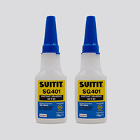 Adhésif instantané à usage général, faible viscosité, liquide transparent, super colle 401 pour élastomère, métal, plastique, surface poreuse
