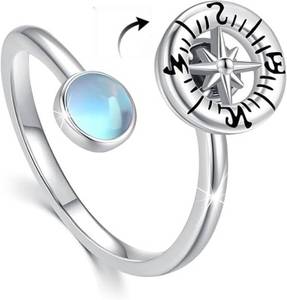 RFJEWEL 2026 Nouvelle bague ajustable en laiton plaqué argent avec pierre précieuse naturelle, bijou tendance pour femme - Product Image 4