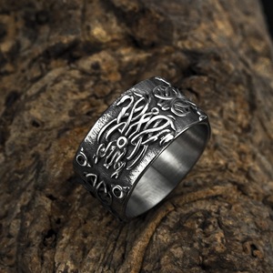 Men's Titanium Steel <b>Ring</b> Viking <b>Celtic</b> Knot Dragon Pattern Hip Hop Fashion Jewelry Gift Round Geometric Design - Product Image 2