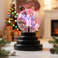Lampe à plasma portable avec base à plusieurs niveaux, affichage plasma lumineux, activée par le son, boule à plasma décorative pour la maison