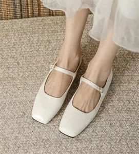 สาวไม่ว่าง XY4421 ผู้หญิงรองเท้าบัลเล่ต์ขนาดใหญ่ 12 รองเท้า Mary Jane ผู้หญิงสีขาวหนังรองเท้าบัลเล่ต์
